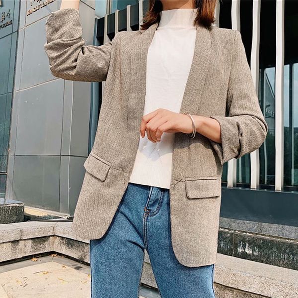 women's suits & blazers autumn winter casual khaki blazer women roll sleeve herringbone fashion 2021 jacket female v-neck office lady, White;black
women's suits & blazers autumn winter casual khaki blazer women roll sleeve herringbone fashion 2021 jacket female v-neck office lady, White;black