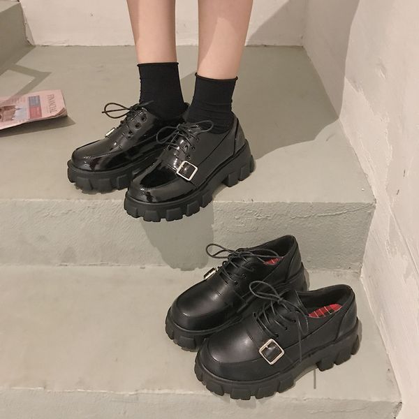 2020 new korean version of the wild thick women's shoes fashion lace comfortable casual shoes pu single, Black
2020 new korean version of the wild thick women's shoes fashion lace comfortable casual shoes pu single, Black