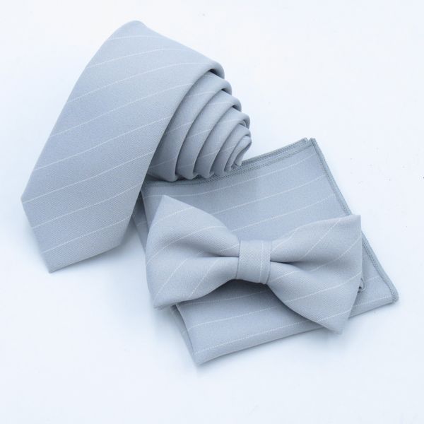tie men's grey korean narrow necktie, small pocket square bowtie three set light grey white stripe ties, Blue;purple
tie men's grey korean narrow necktie, small pocket square bowtie three set light grey white stripe ties, Blue;purple