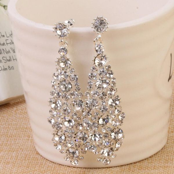dangle & chandelier shining clear ear drop wedding earrings for brides women gold long brinco 2021 bridesmaid jewelry party accessories, Silver
dangle & chandelier shining clear ear drop wedding earrings for brides women gold long brinco 2021 bridesmaid jewelry party accessories, Silver