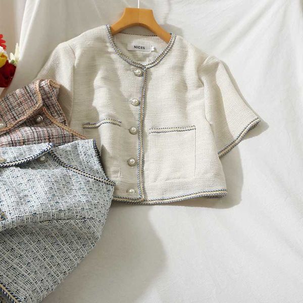 new women summer short sleeve tweed jacket coat runway single breasted weave female fashion outerwear, Black;brown
new women summer short sleeve tweed jacket coat runway single breasted weave female fashion outerwear, Black;brown