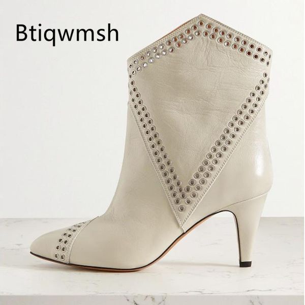 boots rivet real leather ankle women pointed toe soft high heel femme fashion, Black
boots rivet real leather ankle women pointed toe soft high heel femme fashion, Black