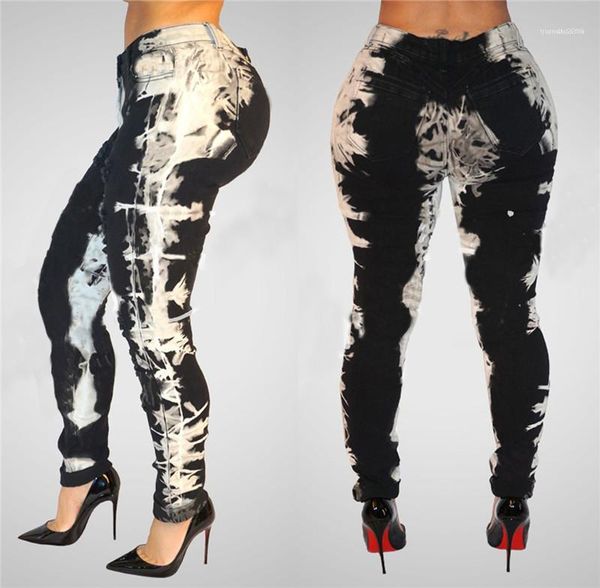 women designer jeans fashion black color mid waist ripped pencil pants new style women trousers graffiti painted, Blue
women designer jeans fashion black color mid waist ripped pencil pants new style women trousers graffiti painted, Blue
