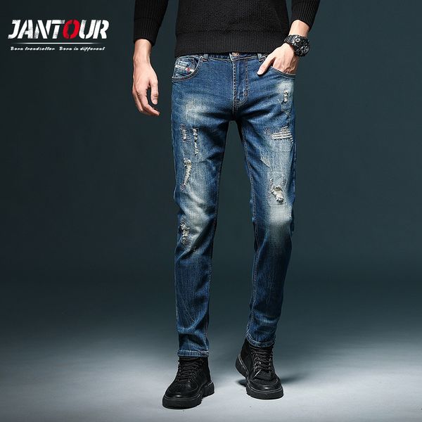 men's jeans fashion mens retro design slim fit denim ripped pants brand clothing nostalgia color biker, Blue
men's jeans fashion mens retro design slim fit denim ripped pants brand clothing nostalgia color biker, Blue
