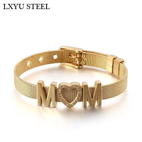 charm bracelets fashion ladies stainless steel mesh crystal mom charms fine adjustable bracelet for mother's day gifts, Golden;silver
charm bracelets fashion ladies stainless steel mesh crystal mom charms fine adjustable bracelet for mother's day gifts, Golden;silver