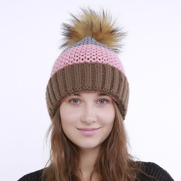 autumn and winter new knitted wool hat imitation fur ball color matching curling warm women's single layer hat, Blue;gray
autumn and winter new knitted wool hat imitation fur ball color matching curling warm women's single layer hat, Blue;gray