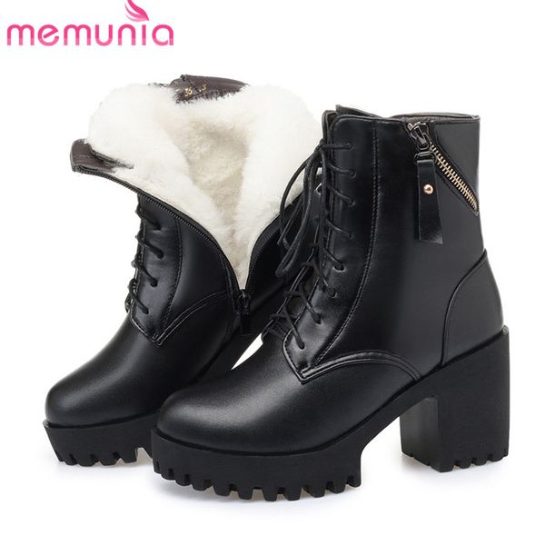 memunia 2020 ankle boots women genuine leather high heel platform shoes ladies warm natural wool winter boots woman, Black
memunia 2020 ankle boots women genuine leather high heel platform shoes ladies warm natural wool winter boots woman, Black