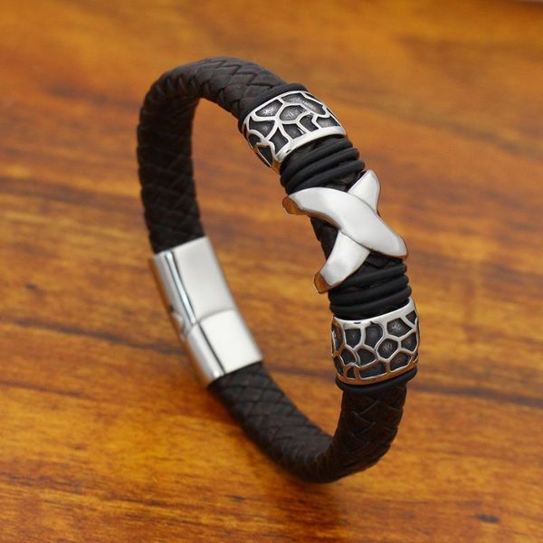 12mm wide braided vintage genuine leather bracelet for men stainless steel x bead bracelets with magnet clasp, Golden;silver
12mm wide braided vintage genuine leather bracelet for men stainless steel x bead bracelets with magnet clasp, Golden;silver