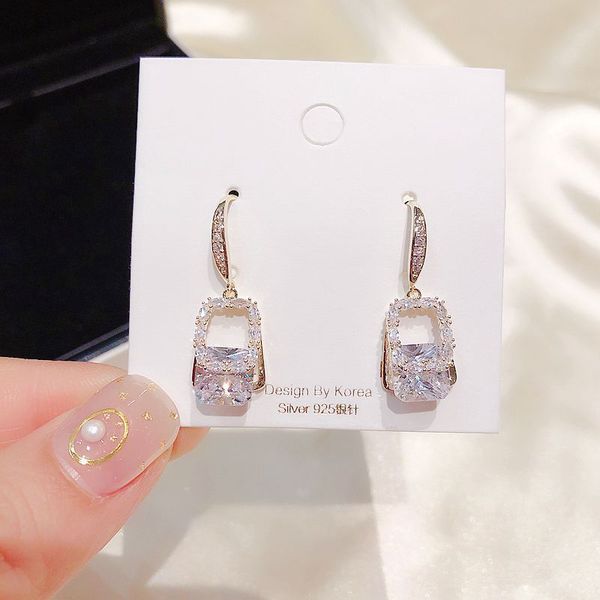 migga geometric design cubic zircon drop earrings gold color cz crystal earrings for women, Silver
migga geometric design cubic zircon drop earrings gold color cz crystal earrings for women, Silver