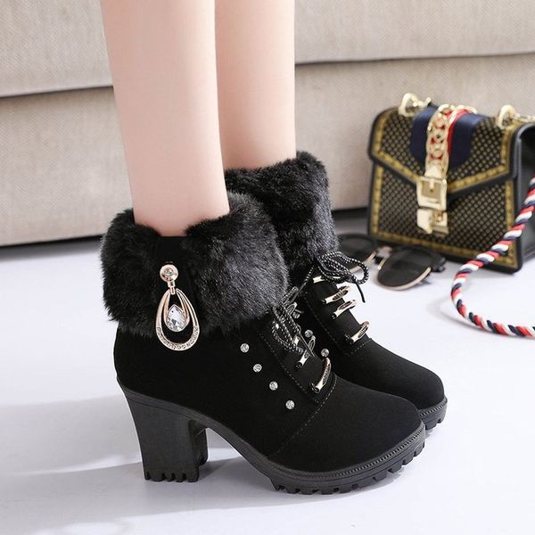 women ankle boots winter warm fur high heels short boots fashion black square platform women snow shoes booties 5576
women ankle boots winter warm fur high heels short boots fashion black square platform women snow shoes booties 5576