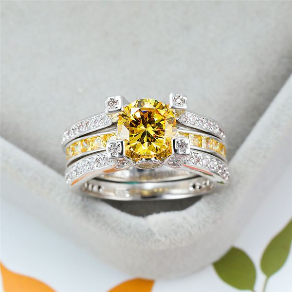 wedding rings luxury female crystal yellow stone ring dainty silver color big engagement for women charm round zircon set, Slivery;golden
wedding rings luxury female crystal yellow stone ring dainty silver color big engagement for women charm round zircon set, Slivery;golden