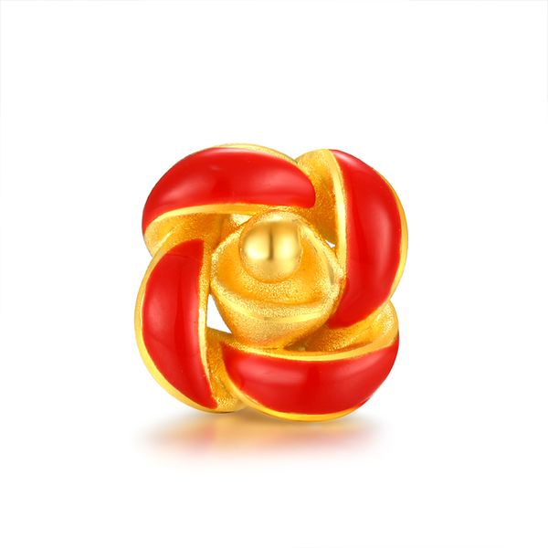 new pure 999 yellow gold rose flower red colour paint women bracelet, Golden;silver