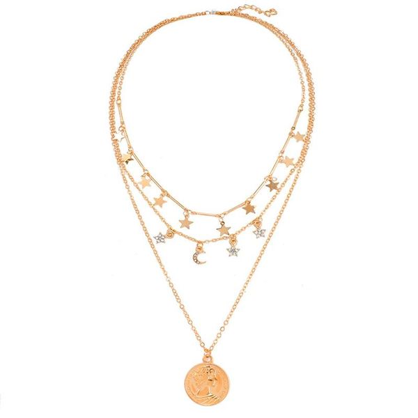vintage multilayer character image star moon necklace crystal pendant necklace women gold color personality fashion jewelry, Silver
vintage multilayer character image star moon necklace crystal pendant necklace women gold color personality fashion jewelry, Silver