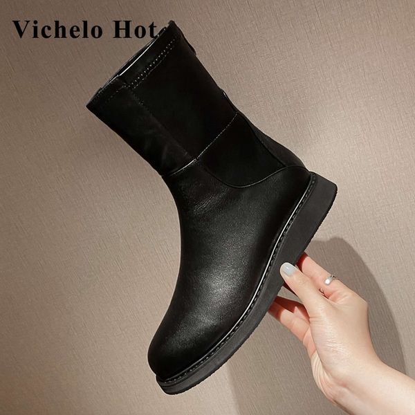 boots vichelo 2021 winter shoes women keep warm round toe genuine leather med heel simple style basic mid-calf l20, Black
boots vichelo 2021 winter shoes women keep warm round toe genuine leather med heel simple style basic mid-calf l20, Black