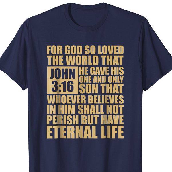 christian religious tshirt john 3 : 16 bible verse print tshirt summer short