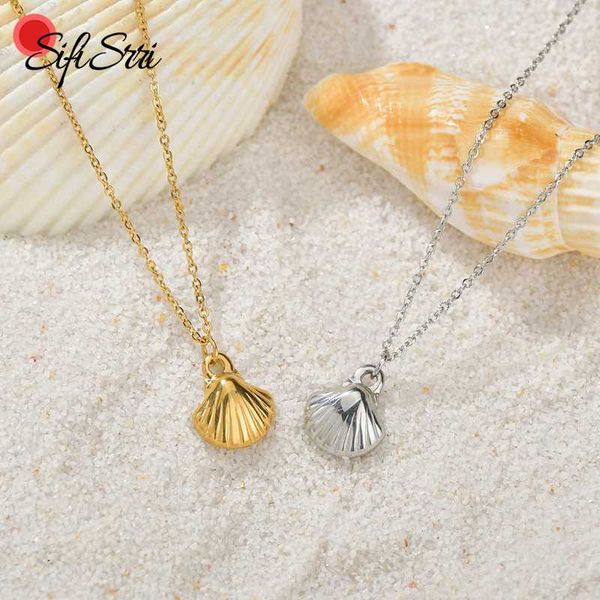 sifisrri simple design shell pendant necklace stainless steel chain necklaces collar for women summer beach jewelry holiday gift, Silver
sifisrri simple design shell pendant necklace stainless steel chain necklaces collar for women summer beach jewelry holiday gift, Silver