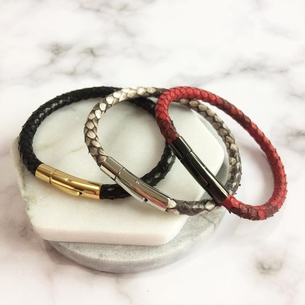 bangle luxury men blue python leather bracelet with steel magnet watch brand genuine strap bracelets women, Black
bangle luxury men blue python leather bracelet with steel magnet watch brand genuine strap bracelets women, Black