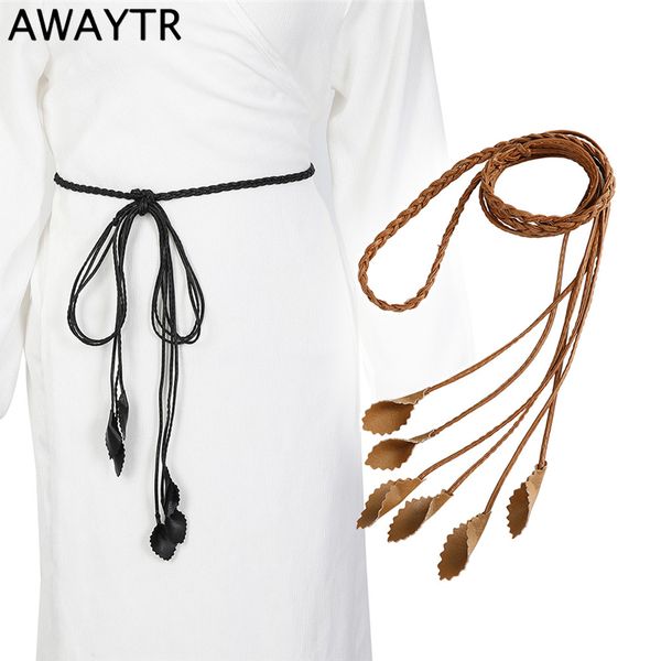 awaytr faux leather weave belt braided rope leaves pendant adjustable female waistband country style with shirt bohemian dress, Black;brown
awaytr faux leather weave belt braided rope leaves pendant adjustable female waistband country style with shirt bohemian dress, Black;brown