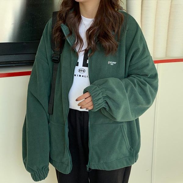 zip-up hoodies women autumn winter casual velvet fleece letter pockets oversized harajuku sweatshirt jackets coats outwear t200917, Black;brown
zip-up hoodies women autumn winter casual velvet fleece letter pockets oversized harajuku sweatshirt jackets coats outwear t200917, Black;brown