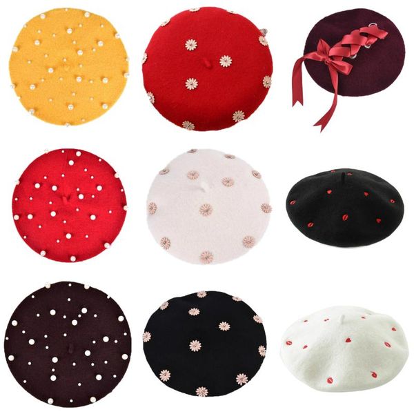 berets 1pcs elegant vintage wool pearl beret cap women french hat streetwear fashion beading baret caps boina ladies solid painter hats, Blue;gray
berets 1pcs elegant vintage wool pearl beret cap women french hat streetwear fashion beading baret caps boina ladies solid painter hats, Blue;gray