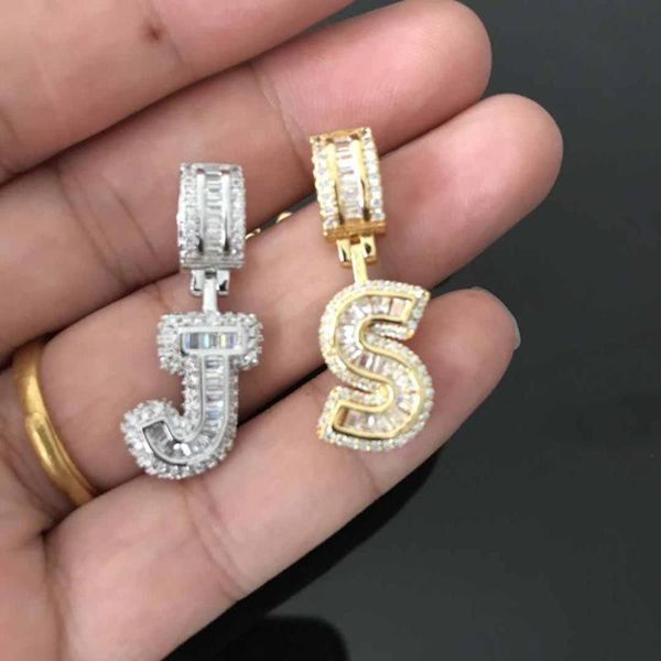 iced out new arrival single baguette letter pendant, Silver 
iced out new arrival single baguette letter pendant, Silver