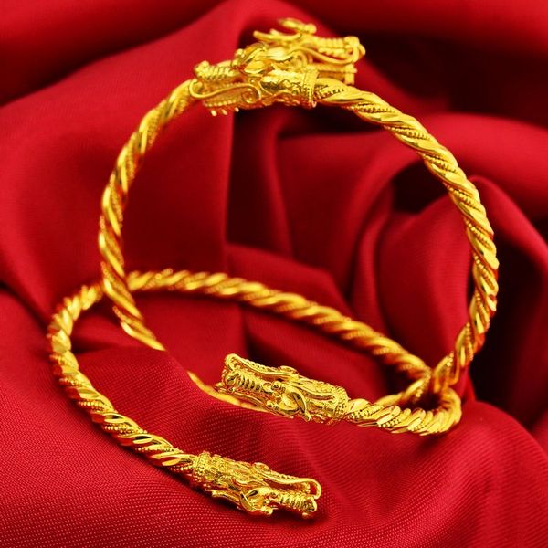 1 pcs nation style bridal bangle yellow gold filled double dragon head twisted for women, Black
1 pcs nation style bridal bangle yellow gold filled double dragon head twisted for women, Black