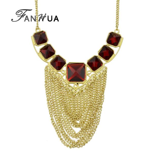 fanhua jewelry maxi colar elegent red square rhinestone gold-color chain tassel necklace, Golden;silver
fanhua jewelry maxi colar elegent red square rhinestone gold-color chain tassel necklace, Golden;silver