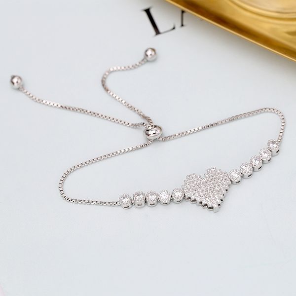 link, chain swour fashion jewelry white gold color cubic zirconia heart design adjustable bracelet femme s615, Black
link, chain swour fashion jewelry white gold color cubic zirconia heart design adjustable bracelet femme s615, Black