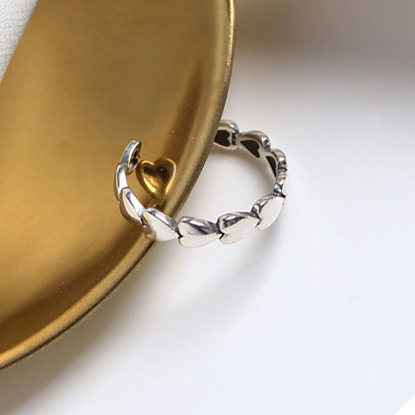 cluster rings peach heart heart-shaped tandem 925 silver ring japanese personality retro love adjustable female, Golden;silver
cluster rings peach heart heart-shaped tandem 925 silver ring japanese personality retro love adjustable female, Golden;silver