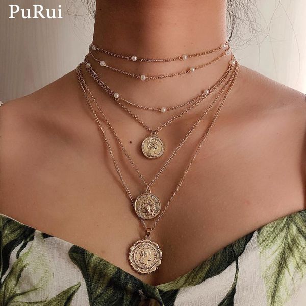 pendant necklaces bohemian layered choker necklace imitation pearl chain coin pedant for women goth gold color fashion jewelry, Silver
pendant necklaces bohemian layered choker necklace imitation pearl chain coin pedant for women goth gold color fashion jewelry, Silver
