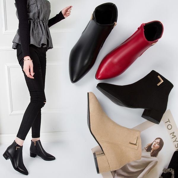 women boots casual leather low high heels spring shoes woman pointed toe rubber ankle black red plus size 35-42
women boots casual leather low high heels spring shoes woman pointed toe rubber ankle black red plus size 35-42