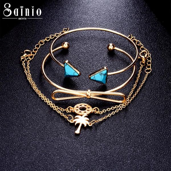 sainio coconut palm tree bowknot triangle bracelets for women alloy sliver gold color bangles jewelry party gifts 4 pcs/set, Black
sainio coconut palm tree bowknot triangle bracelets for women alloy sliver gold color bangles jewelry party gifts 4 pcs/set, Black