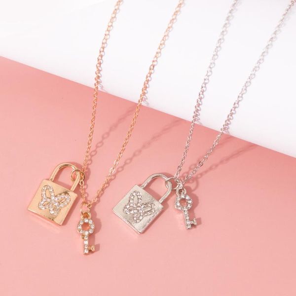 pendant necklaces 2021 zircon key lock butterfly for women gold color necklace fashion jewelry wedding gifts drop, Silver
pendant necklaces 2021 zircon key lock butterfly for women gold color necklace fashion jewelry wedding gifts drop, Silver