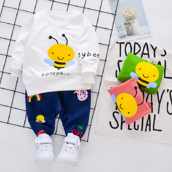 autumn new fashion boy clothes little bee + denim printed pants 2 piece suit children suit kid, Pink;blue
autumn new fashion boy clothes little bee + denim printed pants 2 piece suit children suit kid, Pink;blue