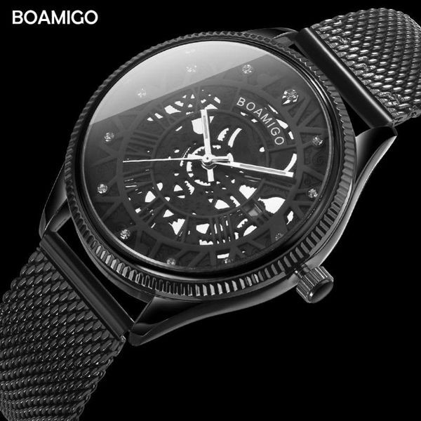 boamigo brand men quartz watch fashion skeleton male black milane mesh steel band auto date wristwatches clock relogio masculino, Slivery;brown
boamigo brand men quartz watch fashion skeleton male black milane mesh steel band auto date wristwatches clock relogio masculino, Slivery;brown