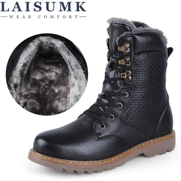 laisumk 2020 warmest winter men's boots genuine leather handmade men snow boots for men plush bottes hommes, Black
laisumk 2020 warmest winter men's boots genuine leather handmade men snow boots for men plush bottes hommes, Black