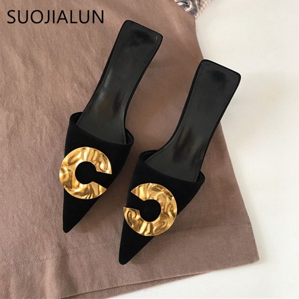 suojialun women luxury slippers fashion metal buckle brand mules pointed toe slip on low heel dress shoes women outdoor slides, Black
suojialun women luxury slippers fashion metal buckle brand mules pointed toe slip on low heel dress shoes women outdoor slides, Black