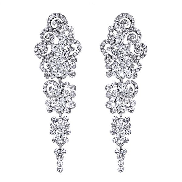 crystal jewelry long earrings for women plated butterfly bridal wedding dangle earrings, Silver
crystal jewelry long earrings for women plated butterfly bridal wedding dangle earrings, Silver