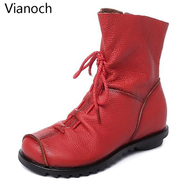 genuine leather women boots vintage flat winter spring ankle boots soft cowhide bootie women's shoes size 40 41 42, Black
genuine leather women boots vintage flat winter spring ankle boots soft cowhide bootie women's shoes size 40 41 42, Black