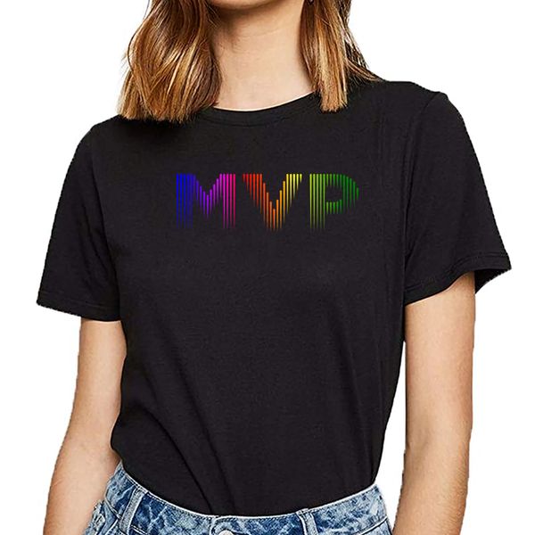 t shirt women mvp rainbow design black cotton female tshirt