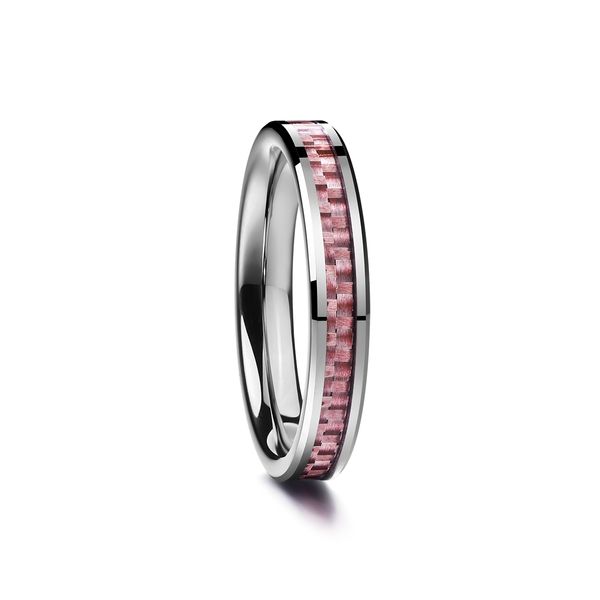 4mm polished pink carbon fiber tungsten ring women's tungesten ring, Silver
4mm polished pink carbon fiber tungsten ring women's tungesten ring, Silver