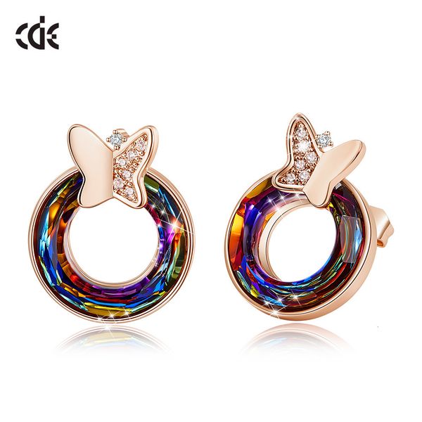 cde 2020 women fashion jewelry copper stud earring crystal from swarovski hollow round shaped rose gold earrings with butterfly, Silver
cde 2020 women fashion jewelry copper stud earring crystal from swarovski hollow round shaped rose gold earrings with butterfly, Silver