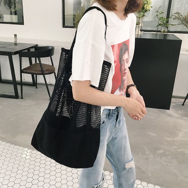 2019 new pattern korean grid handbag mesh hollow out sandy beach package canvas single shoulder woman bag
2019 new pattern korean grid handbag mesh hollow out sandy beach package canvas single shoulder woman bag