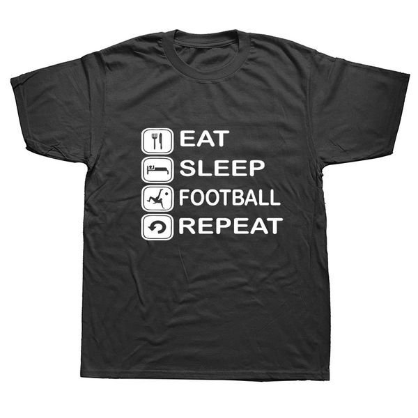novelty eat sleep football repeat t-shirt mens short sleeves oversized streetwear hip hop printed t shirts tees