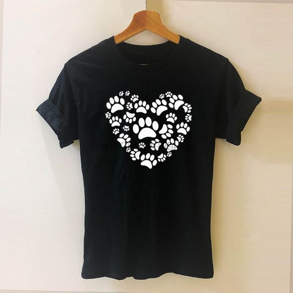 dog paw heart love aniaml harajuku t shirt funny teeshirt clothing short sleeve cotton tees dropshipping
