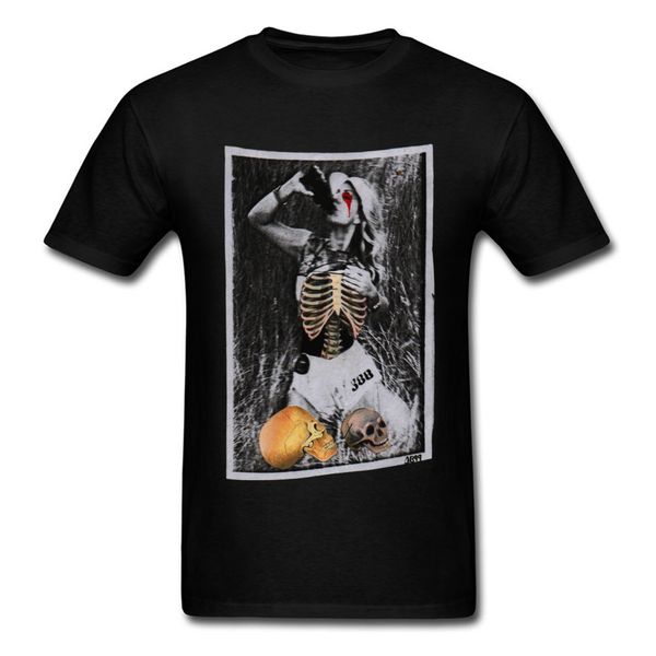 unhealthy drink 2018 men unique design t-shirt faddish black skull man skeleton print grey personality tee shirts