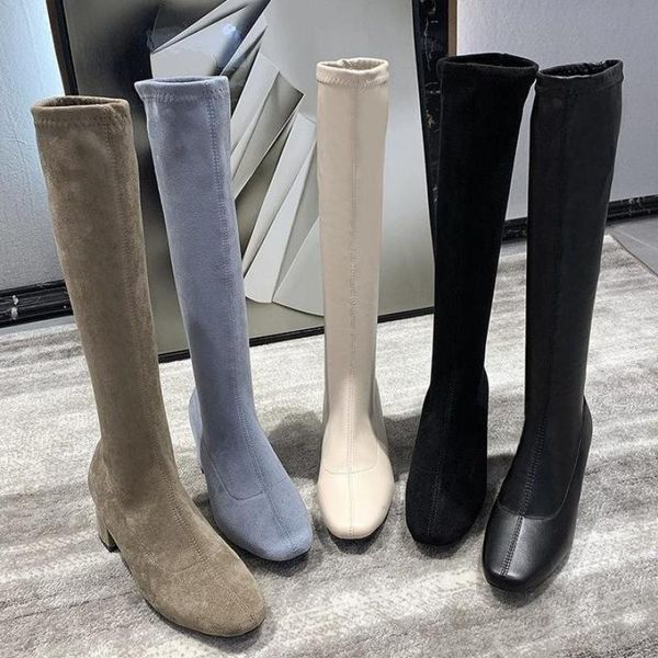 2020 stretch women's boots fashion knee high boots suede high heels autumn winter woman shoes black square toe
2020 stretch women's boots fashion knee high boots suede high heels autumn winter woman shoes black square toe