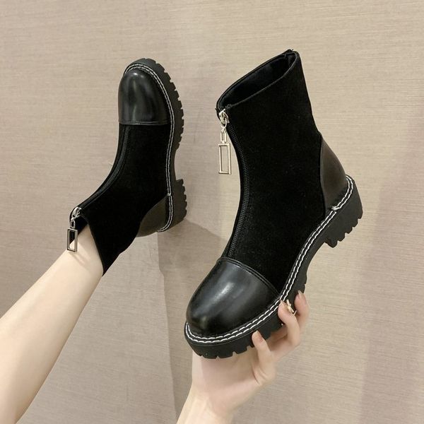 women's rubber boots rock shoes woman booties ladies zipper round toe flat heel boots-women luxury designer rain med ankle, Black
women's rubber boots rock shoes woman booties ladies zipper round toe flat heel boots-women luxury designer rain med ankle, Black
