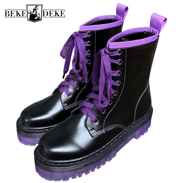 fashion women motorcycle genuine leather ankle boots winter thick platform lace up platform shoes casual punk colors mixed boots, Black
fashion women motorcycle genuine leather ankle boots winter thick platform lace up platform shoes casual punk colors mixed boots, Black