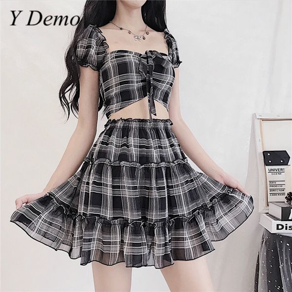 korean cute girl plaid t-shirt set loose sleece lace up crop high waist female a-line skirt sweet women set, Gray
korean cute girl plaid t-shirt set loose sleece lace up crop high waist female a-line skirt sweet women set, Gray